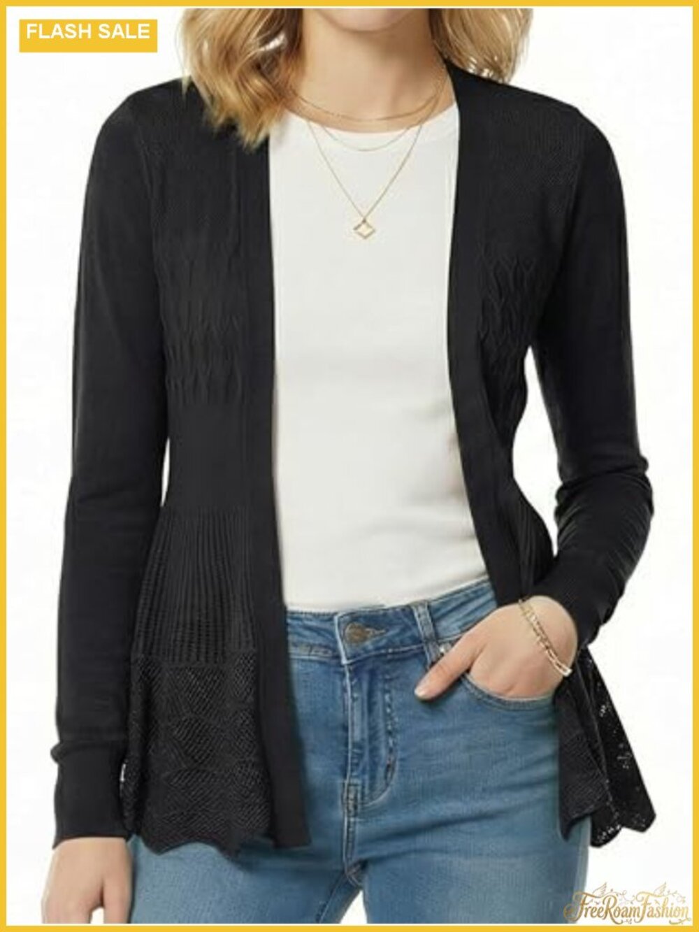 Women's Lightweight Open Front Draped Knit Cardigan Sweater